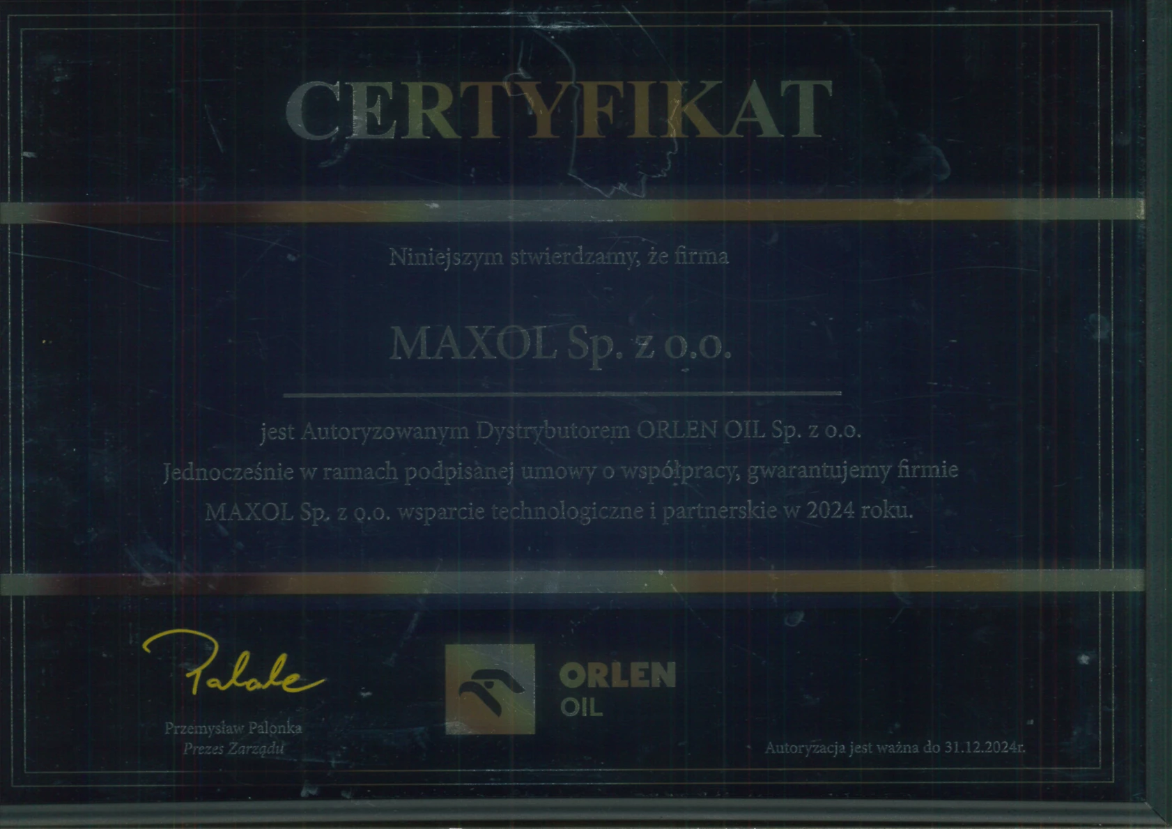 certyfikat Orlen